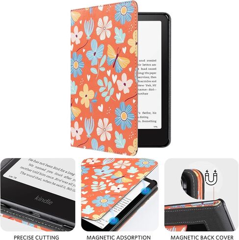 CoBak Case with Stand for Kindle Paperwhite 12th Gen 2024 Released (7") & Kindle Colorsoft Signature Edition - Durable PU Leather Cover with Auto Sleep Wake, Card Slot, Hand Strap Feature in Saudi Arabia