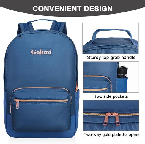 Goloni 15.6 Travel Laptop Backpack with USB Charging Port, Men Man Women Back Pack,Work,Casual College,High Schol Book Bag for Teens Lightweight Waterproof Casual Notebook Bag,Black in Kuwait