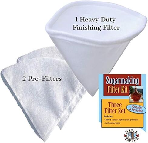 Maple Syrup Filter Set - 1 Qt. (3 pieces) - One Maple Syrup Making Heavy Duty Synthetic Filter and Two Pre Filters - REUSABLE – Perfect Size for at Home Maple Sugaring (1 Quart). Made in USA in Saudi Arabia