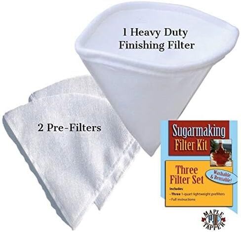 Maple Syrup Filter Set - 1 Qt. (3 pieces) - One Maple Syrup Making Heavy Duty Synthetic Filter and Two Pre Filters - REUSABLE – Perfect Size for at Home Maple Sugaring (1 Quart). Made in USA in Saudi Arabia