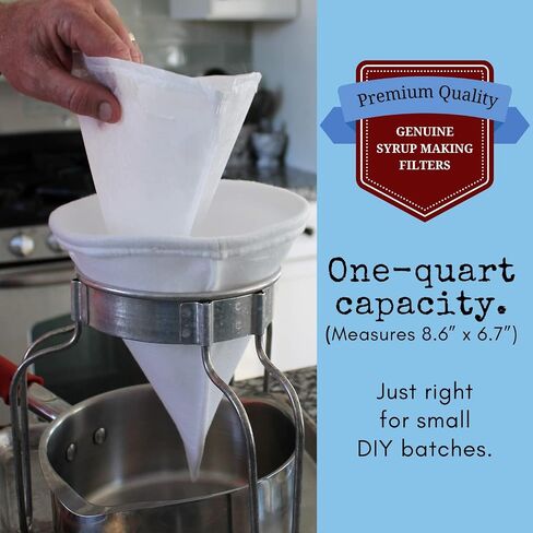 Maple Syrup Filter Set - 1 Qt. (3 pieces) - One Maple Syrup Making Heavy Duty Synthetic Filter and Two Pre Filters - REUSABLE – Perfect Size for at Home Maple Sugaring (1 Quart). Made in USA in Saudi Arabia