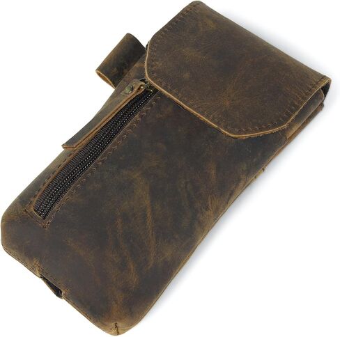 Genuine Full-Grain Distressed Brown Buffalo Leather Cell Phone Holsters –8"H x 4" W Leather Cell Phone Holster for Large Smartphones – Secure & Durable Phone Belt Holder in Kuwait