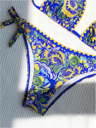 COZYEASE Women's Bikini Sets 2 Piece Halter Triangle Allover Print Swimsuit Set Boho Knot Side Bathing Suit Set in Kuwait