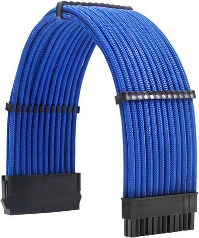 PSU Extension Sleeved Cables Kit - 18AWG 30cm ATX 24pin, CPU4+4p, PCI-E 6+2p, PCI-E 6p - Blue - Compatible with RM, EVGA, Corsair, HX series Power Supplies in Saudi Arabia