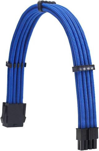 PSU Extension Sleeved Cables Kit - 18AWG 30cm ATX 24pin, CPU4+4p, PCI-E 6+2p, PCI-E 6p - Blue - Compatible with RM, EVGA, Corsair, HX series Power Supplies in Saudi Arabia