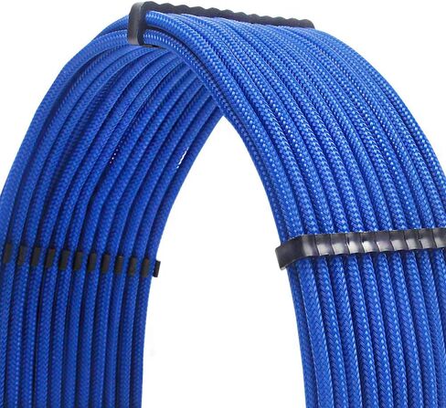 PSU Extension Sleeved Cables Kit - 18AWG 30cm ATX 24pin, CPU4+4p, PCI-E 6+2p, PCI-E 6p - Blue - Compatible with RM, EVGA, Corsair, HX series Power Supplies in Saudi Arabia