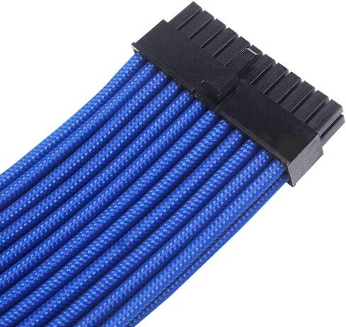 PSU Extension Sleeved Cables Kit - 18AWG 30cm ATX 24pin, CPU4+4p, PCI-E 6+2p, PCI-E 6p - Blue - Compatible with RM, EVGA, Corsair, HX series Power Supplies in Saudi Arabia