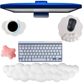 Cloud Wrist Rest for Mouse and Keyboard – Ergonomic Cloud Shape Memory Foam Cushion for Office, and Memory Foam Keyboard - Mouse Pad with Wrist Support - for Office, Gaming & Typing
