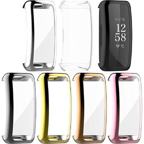 FitTurn Compatible with Fitbit Inspire 3/Inspire 2 Screen Protector Case, 7 Metal Colour Full Coverage Soft TPU Shockproof Case Protective Screen Cover Bumper Shell for Inspire 3/Inspire 2 HR