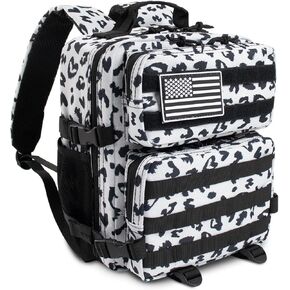 12L Mini Tactical Military Backpack for Women - Army Assault Pack Bag - Small Rucksack with Bottle Holder - Work Gym Bag - Cow Print