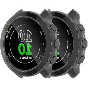 Screen Protector Case Compatible for Garmin Forerunner 55, Soft TPU Shockproof Case Protective Cover Bumper Protectore for Forerunner 55 Smartwatch (Black&Black)