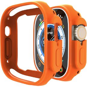 [2 Pack] Penom Compatible for Apple Watch Ultra Case 49mm Bumper Cover, Soft TPU Shockproof Protective Scratch-Resistant Frame for iWatch Series 8 Ultra 49 MM [No Screen Protector] - Orange