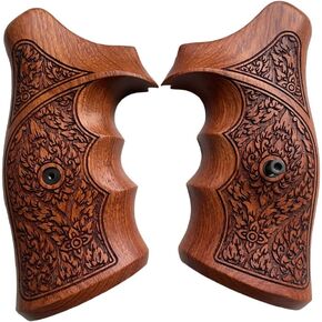 Handmade reproductive Padauk Wood Grips Compatible with Taurus Tracker/Judge 17 44 415 425 450 617 627 692, Compact Frame, Thai Art Engraved #TK4