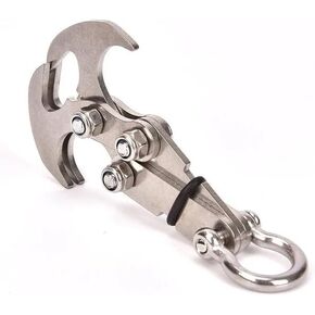 HEPBAK Folding Gravity Grab Hook Outdoor Rock Climbing Rescue Claw Survival Mountaineering Hook Tool Multifunctional Stainless Steel, Silver