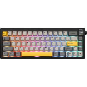 AJAZZ AK650 65% Gasket Mechanical Keyboard, 3 Modes Wireless Gaming Keyboard with 0.85’’ TFT Screen & Knob, 5000 mAh Battery, Hot Swappable Keyboard with Flex-Cut Plate & PCB (Black Grey)