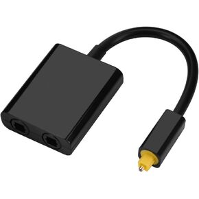 Digital Optical Audio Cable, 1 in 2 Out Dual Port Digital Optical Audio Splitter Adapter Audio Cable Digital Optical Fiber(Black)