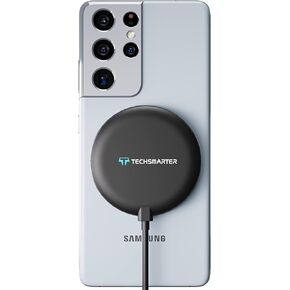 Techsmarter 15W Wireless Charger Pad with Suction Cups. Compatible with iPhone 14, 13, 12, 11, XS, X, XR, Samsung S23, S22, S21, S20, S10, S9, Note 20, 10, 9, LG ThinQ, Pixel