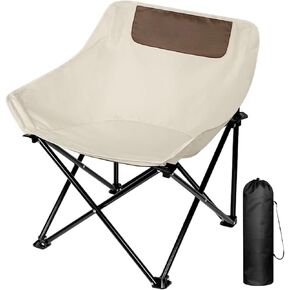 Camping Chair, Picnic Chair, Ultralight Folding Camping Chair, Rich Pockets, Outdoor Camping, Beach, Fishing, Picnic, Lawn, Concert, Hiking Foldable Camping Chair (Off-White)
