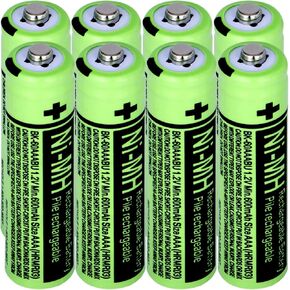 8 Packs BK-60AAABU 1.2V 600mAh Replacement Batteries,AAA Ni-MH Rechargeable Batteries 1.2V for Panasonic Cordless Phones, Phone Handset BK60AAABU Battery