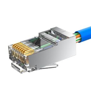 20-Pack Cat 6A RJ45 Modular Plugs, Shielded (STP) External Ground Connector(Cat 6A Ends/Cat6A Connector/RJ45 Modular Plugs/Ethernet Plugs/8P8C connectors) for Solid or Stranded S/FTP Ethernet