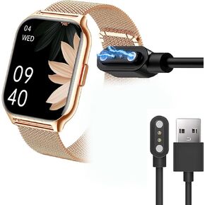 Compatible with ZOSKVEE Smart Watch Charger, Lamshaw Magnetic USB Charging Cable Replacement Charger Compatible for ZOSKVEE P95 2.01 Inches Smart Watch/Popglory P95 2.01'' Smartwatch (Black)
