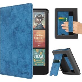 CoBak Case with Stand for Kindle Paperwhite 12th Gen 2024 Released (7") & Kindle Colorsoft Signature Edition - Durable PU Leather Cover with Auto Sleep Wake, Card Slot, Hand Strap Feature