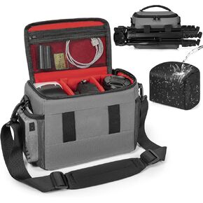 GMAK Small Camera Carrying Bag for Photographers, Anti-shock Camera Shoulder Bags with Water-resistant Rain Cover, Camera Case Compatible for DSLR/SLR/Mirrorless Camera, 7.3'' × 4.2'' × 5.7'', Black