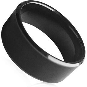 RFID Rewritable Dual Frequency in One ID T5577&IC CUID Black Ceramics Smart Finger Ring Wear for Men or Women (Black-22mm)