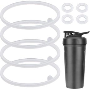 8pcs Lid Gasket Replacement for Blender Bottle Strada Flip Shaker Cup Water Bottle Parts Accessories, 2 Sizes Silicone Seal Ring for Blenderbottle Strada Flip Shaker 24 oz 28 oz