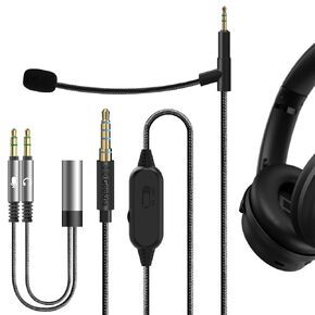 Geekria Boom Mic Headphones Cable Compatible with Bose QC Ultra QC SE 700 QC45, 2.5mm Jack Nylon Braided Replacement Cord with Boom Microphone and Volume/Mute Control for Gaming & Meeting (5.6ft)