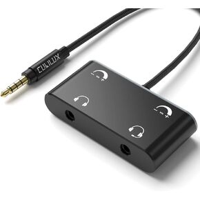 Cubilux Dual Headphone Splitter with Volume Attenuator, Double Audio Jack Adapter for 2 People, 3.5mm Male to Dual Female Earphones Share Splitter Compatible with MacBook Laptop Phone Tablet MP4 MP3