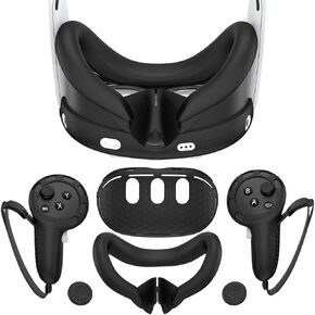 RGEEK Compatible with Quest 3 Accessories, VR Face Cover, VR Shell Cover, for Quest 3 Controller Grips Cover, Protective Joystick Cover for Quest 3