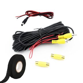 RCA Video Cable Kit with 6M/19.68FT AV Extension Cable, Wire Loom Harness Tape, Female to Female Coupler, for Car Reverse Camera and Monitor Connection
