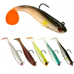 Pre-Rigged Jig Heads Soft Plastic Walleye Fishing Lures,Swim Baits for Bass Fishing,Great Action Swimbaits with Spinner,6pcs(3.5in-0.4oz)