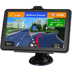 GPS Navigation for Car, Latest 2025 Map 7 inch Touch Screen Car GPS, Voice Turn Direction Guidance, Support Speed and Red Light Warning, Pre-Installed North America Lifetime map Free Update