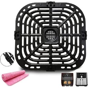 Air Fryer Grill Plate for Instants Vortex Plus 6QT Gourmia GAF680/GAF685 6QT Air Fryers, Upgraded Air Fryer Replacement Parts Grill Pan Tray with Rubber Bumpers for Instants 5.7QT, 6QT Air Fryer