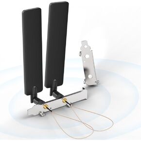 Bingfu Tri-Band WiFi 2.4GHz 5GHz 6E Wifi6 Antenna & 8inch U.FL IPX IPEX to RP-SMA Cable with PCIe Slot Bracket for WiFi Router Wireless Mini PCI Express PCIE Network Card Adapter
