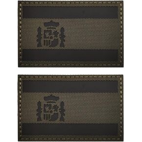 2 PCS AliPlus Spain Flag Patches IR Infrared Reflective Patches Tactical Morale Patch Hook and Loop(Green Black)