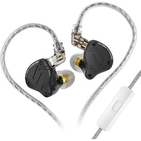 KZ ZS10 PRO X in Ear Monitor Headphones, Upgrade 4BA+1DD Hybrid Driver IEM Earphones, HiFi Metal Wired Gaming Earbuds, for Singers Bass Player Drummers Guitarist Musicians Dj (with Mic,Black)