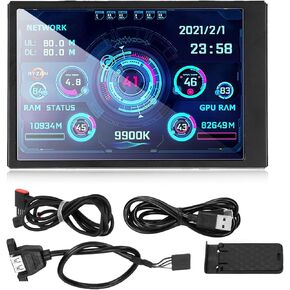 Portable Monitor, 3.5in IPS USB Mini Screen, CPU Hardware Temperature Monitor Type C Sub Screen, AIDA64 PC Temperature Display Screen for Computer Case, Displays Computer Network