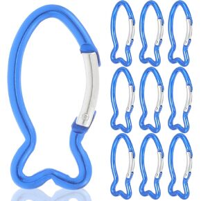 BESPORTBLE Carabiner Ciip 10Pcs 2.34inch Aluminum Carabiners Fish Shape Heavy Duty Carabeaner Clips, Spring Snap Hooks for Outdoors, Camping, Hiking, Fishing Home Gym
