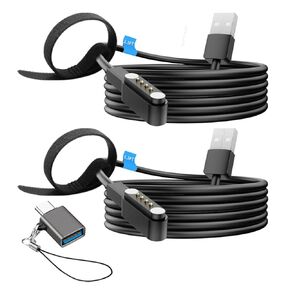 2 Pack Charger Cable Compatible with PLAUD Note 3.3FT 4 Pin Replacement Magnetic USB Charging Cable for PLAUD Note Voice Recorder Includes Cable Ties Reusable and USB Type-C Adapter