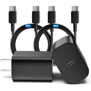 𝟐𝐏𝐚𝐜𝐤 𝟒𝟓𝐖 Super Fast Charger, Type C Charger Fast Charging with 6FT Charger Cable for Samsung Galaxy S24 Ultra/S24 Plus/S24+/S23 Ultra/S23+/S22 Ultra/S22 Plus/S21/Note 20/Note10+