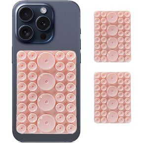 2PCS Silicone Suction Phone Case Mount Suction Cup Phone Holder, Hands-Free Strong Grip Holder for Selfies and Videos,Durable Silicone Portable Mount Stand for iPhone Smartphones-Chalk Pink