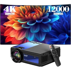 Mini Projector ,5G Wifi Bluetooth Projector,Staratlas 12000L Native 1920*1080 P Video Projector, Outdoor Projector , Home Theater Compatible with HDMI/USB ,for Portable Movie Video (Black-Blue)