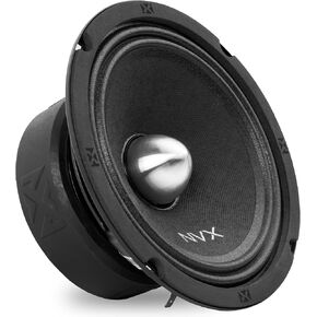 NVX® VPRO65BM 6.5" Premium Loudspeaker, 400W Max, 200W RMS, 4-Ohm, 1.5" Voice Coil, Pro Audio Midrange with Bullet Aluminum Phase Plug, Easy to Install in Cars/Trucks/Doors (1-Speaker)