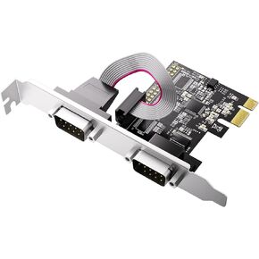 2-Port PCIe RS-232 DB9 Serial Port Card - Windows XP/7/8/10/11 & Linux Compatible (32/64bit) for Fast Data Transfer (PCIe1X Dual Serial Card)