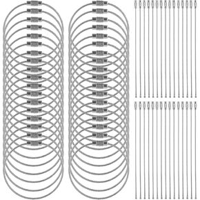 150PCS 6 inch Wire Keychain Cable Bulk Stainless Steel Wire Key Ring Large Cable Key Ring Wire Luggage Tag Cable Silver Aircraft Cable Key Ring Loops for Hanging ID Tags or Luggage Tags