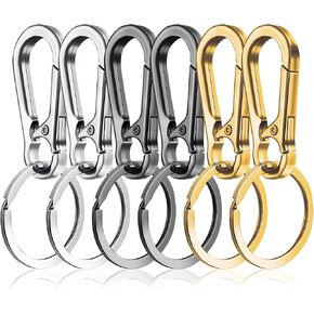 6 Pcs Keychain Stainless Steel Key Ring Clip Metal Heavy Duty Keychain Accessories 3 Color Simplicity Car Key Chain Holder Hooks Charm 2.63 × 1.18 Inch for Home Door Keys Office Men Women in Kuwait