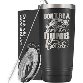 Onebttl Fishing Gifts for Men, Christmas Gifts for Dad, Fishing Mug for Fishermen, 20oz Stainless Steel Fishing Tumbler for Fishing Lover, Laser Logo, Bass Fish
